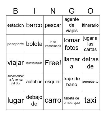 Duff Sp 2 Travel Bingo Card