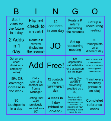 Oxford Account Manager Bingo Card