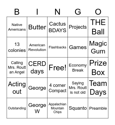 5th Grade Social Studies Bingo Card