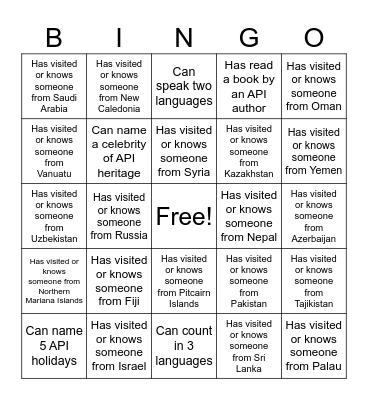 Find Someone Who Bingo Card