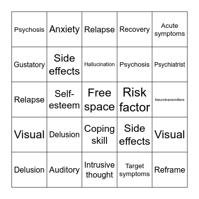 Mental Health Bingo Card