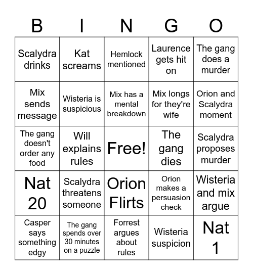 In the Loop Bingo Card