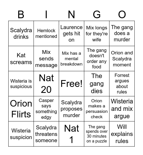 In the Loop Bingo Card