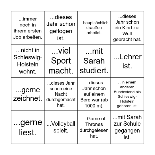 Finde eine Person, die... Bingo Card