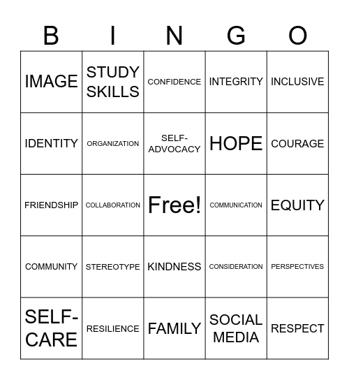 LIFE SKILLS / GRADE 8 Bingo Card
