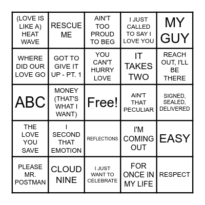 MOTOWN Bingo Card