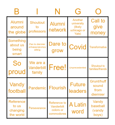 GRAD BINGO!!! Bingo Card