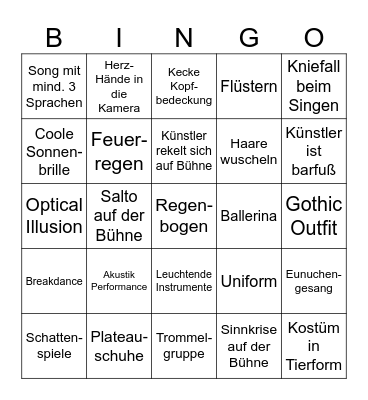 ESC 2024 Bingo Card