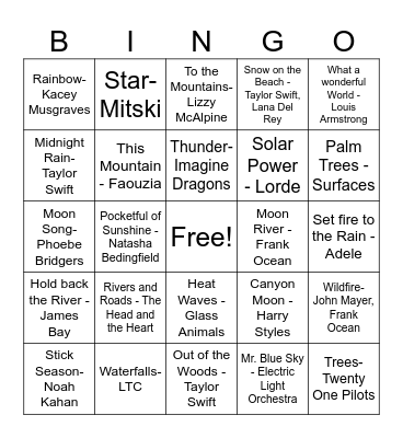 Musical Bingo- Nature Bingo Card