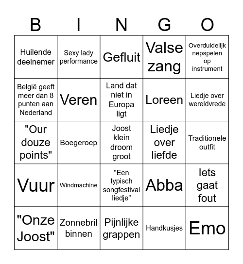 Amazing reünistenbingo Card