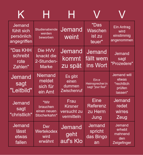 HVV-BINGO sponsored by: @khh.memes Bingo Card