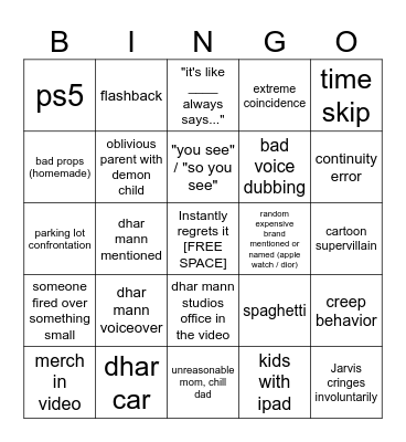 Dhar Mann Bingo v4 Bingo Card