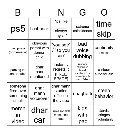 Dhar Mann Bingo v4 Bingo Card