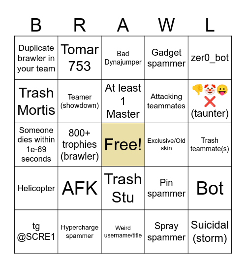 Brawl Stars Bingo Card