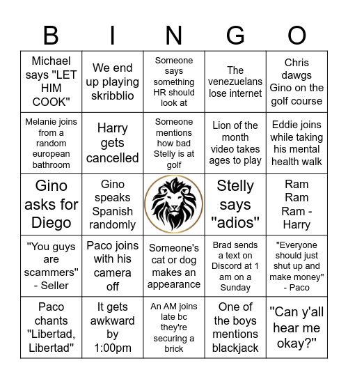 FA -  Virtual Bingo Card