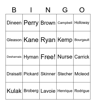 Oilers Bingo Card