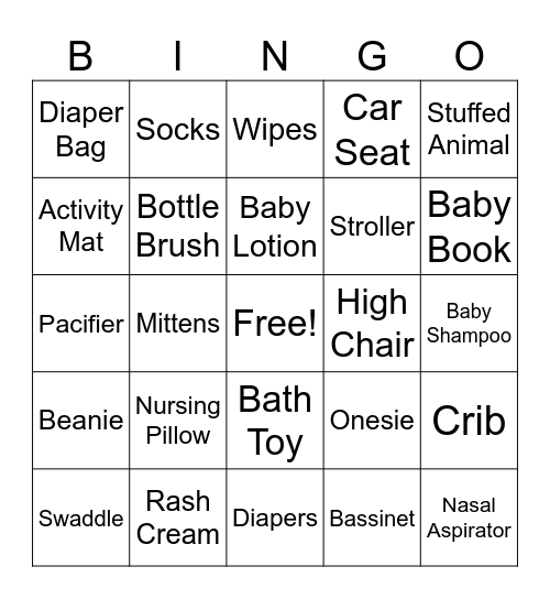 Baby Bingo Card