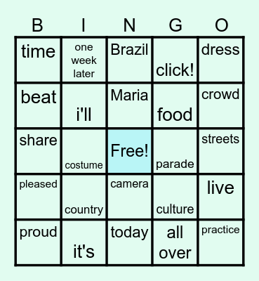 Maria Celebrates Brazil Bingo Card