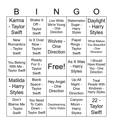 STYLES DISCO BINGO Card