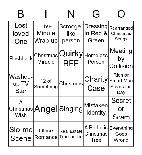 Cheesy Christmas Hallmark Movie Bingo! Bingo Card