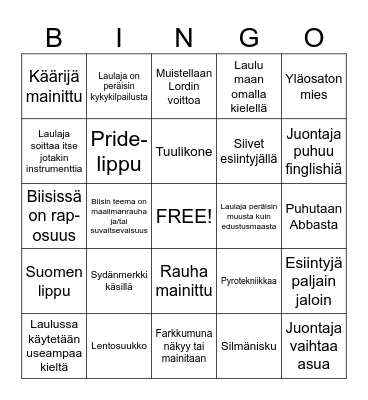 Euroviisubingo Card