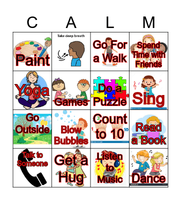 Coping Skill Bingo Card