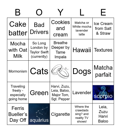 The Boyles Bingo Card