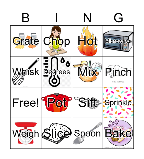 Recipe Bingo Card