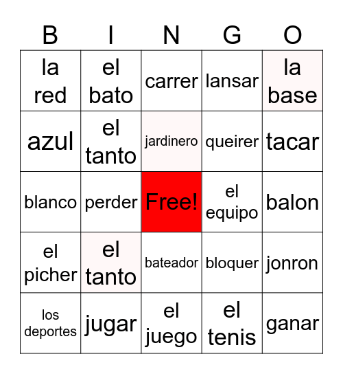 Spanish bingo Card