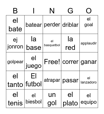 los deportes Bingo Card