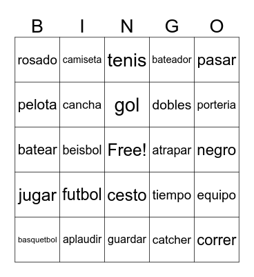 spanish bingo Card