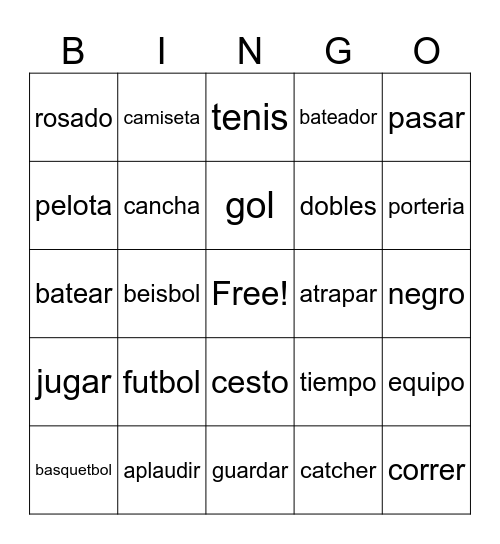 spanish bingo Card