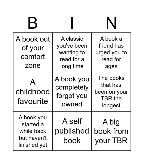 TBR Challenge Storygraph 2024 Bingo Card