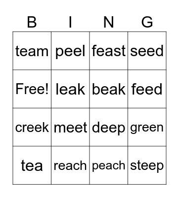 ee, ea Bingo Card