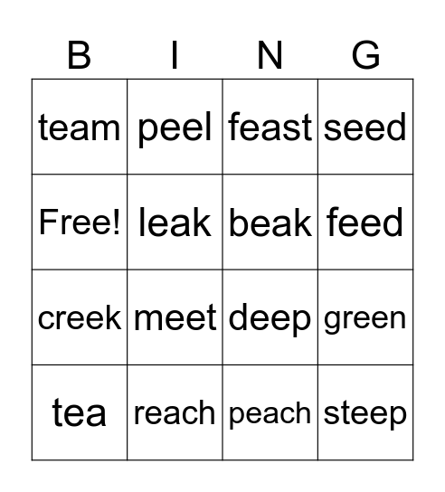 ee, ea Bingo Card