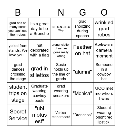 Spring 24 Grad Bingo Card