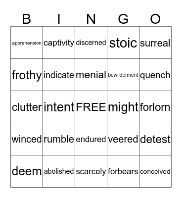 End of Year Vocabulary Bingo Card