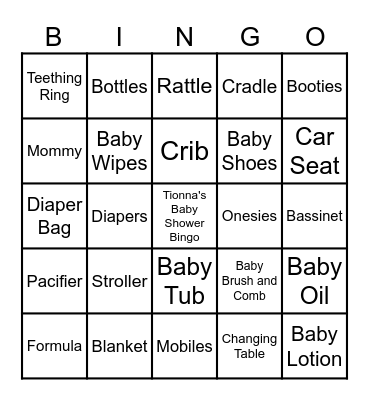 Tionna's Baby Bingo Card