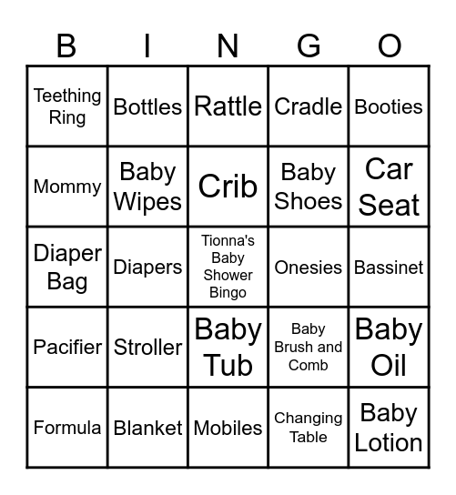 Tionna's Baby Bingo Card