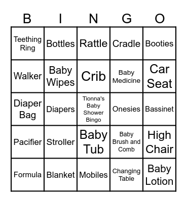 Tionna's Baby Bingo Card
