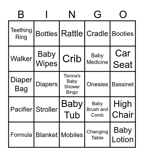 Tionna's Baby Bingo Card