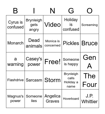 Six Minutes E 72-74 Bingo Card