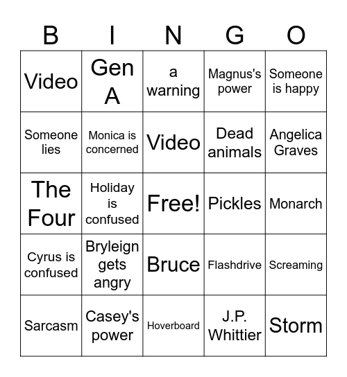 Six Minutes E. 72-74 Bingo Card