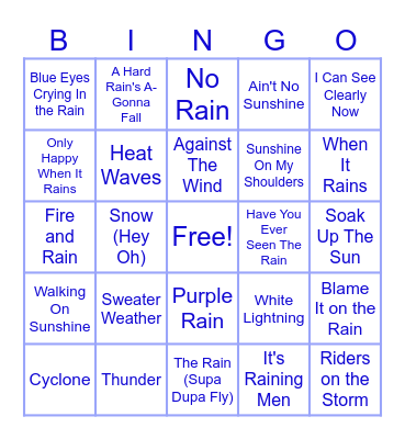 Weather Bingo Card