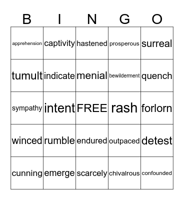 End of Year Vocabulary Bingo Card
