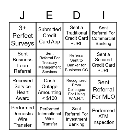 GALACTIC BANKING BINGO: THE FORCE OF FINANCE AWAKENS! Bingo Card