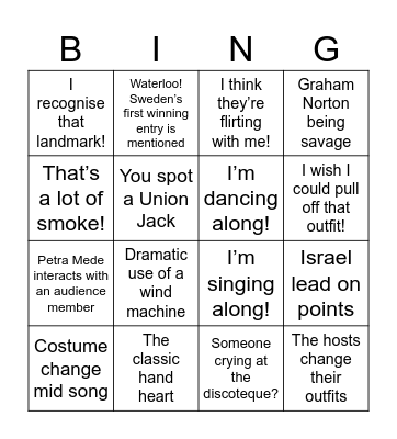 Eurovision Bingo 2024 Bingo Card