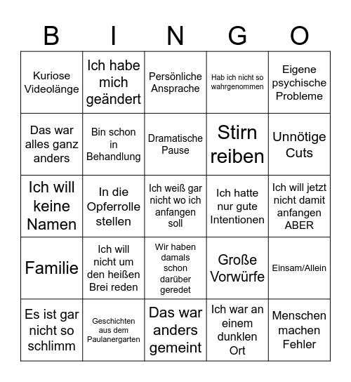 Annie Statement Bingo Card