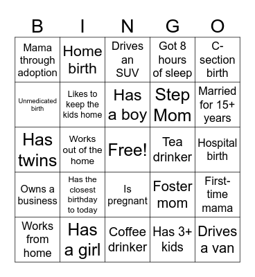 Mama Bingo Card