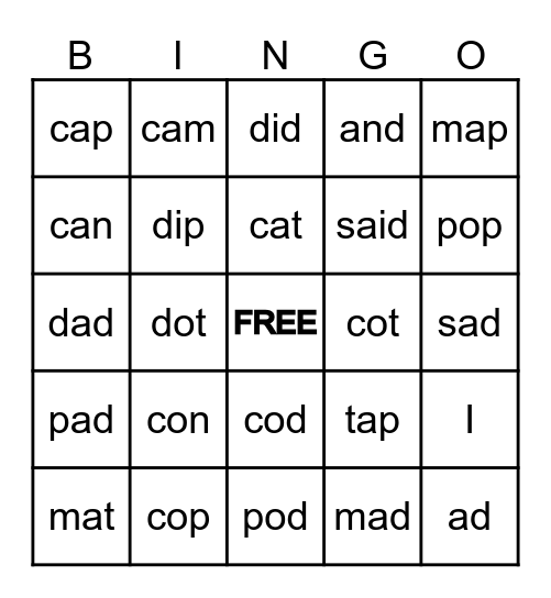 C /k/ Bingo Card